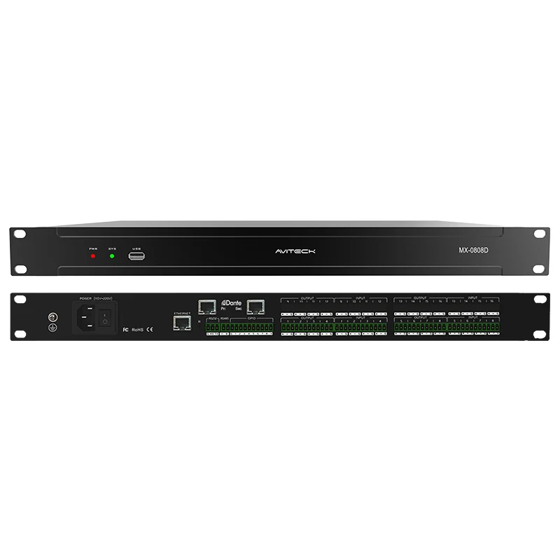 DSP professionnel Dante 8 canaux